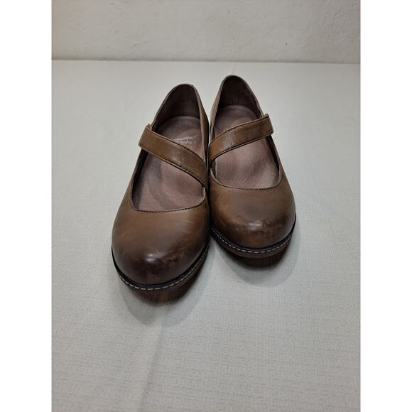 Dansko Women's 39 (8) Lanie Shoes Solid Brown Wedge Heel Mary Jane Strap - Picture 3 of 9